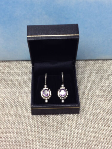AMETHYST GEMSTONE Genuine 925 STERLING SILVER FISHHOOK DANGLE Women EARRINGS new