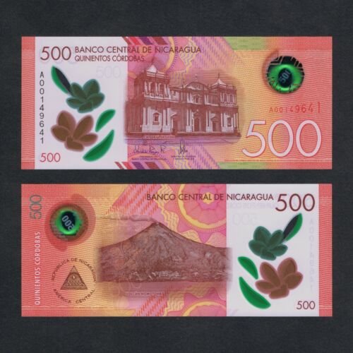 2019 NICARAGUA 500 CORDOBAS POLYMER P-NEW UNC/> /> /> /> />CATHEDRAL OF LEON VOLCANO