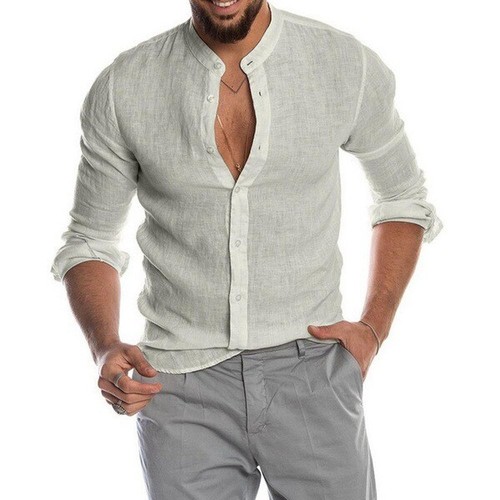 Mens Soft Stretch comfy Tops Casual Fit Long Sleeve Turn Up Tee Shirts