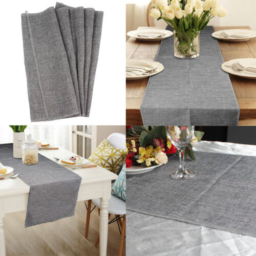 Rustic Jute Burlap Table Runner Imitated Linen Table Cloth Home Wedding Decor U