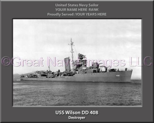 USS Wilson DD 408 Personalized Canvas Ship Photo Print Navy Veteran Gift