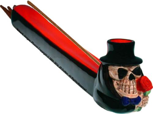 Grateful Skull Cadaver Dead Head Tobacco Pipe Incense Bong Burner-Ashcatcher 
