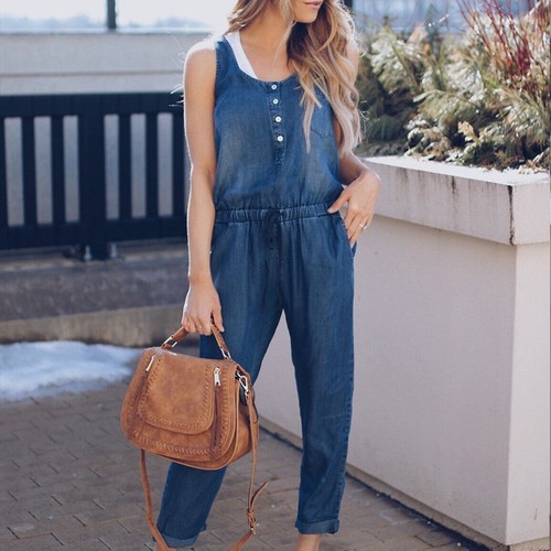 Womens Dungarees Jumpsuit Romper Playsuit Shorts Long Baggy Harem Trousers Pants