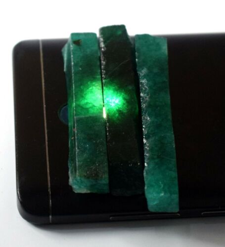 Details about  / 3 Pcs Green Emerald Gemstone Slice Rough Natural 180 Ct Colombian Lot