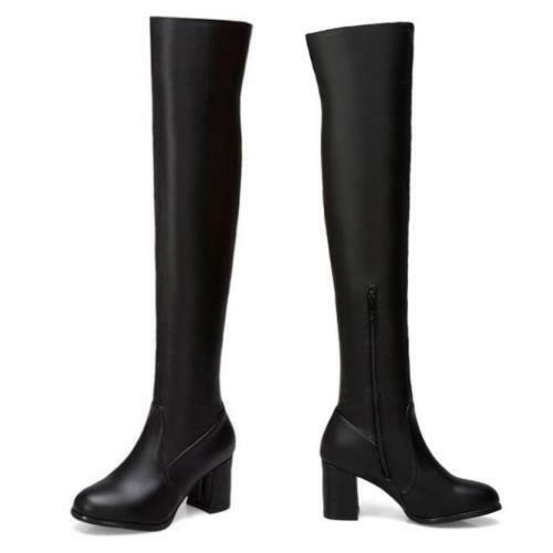 Details about   Women Cowboy Goth Over The Knee High Boots Round Toe Block Heel Shoes Outdoor D 