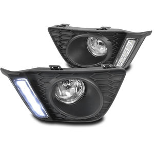 2015-2017 HONDA FIT JAZZ DRL LED BUMPER CHROME FOG LIGHT LAMP+WIRING HARNESS SET