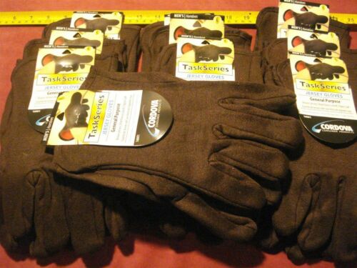 Size Jersey Gloves Men 1831. lot of 10 Red Fleece-Lined  Brown Large