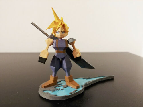 Final Fantasy 7 3D Low Poly Printed Miniatures Figurines with stand Cloud