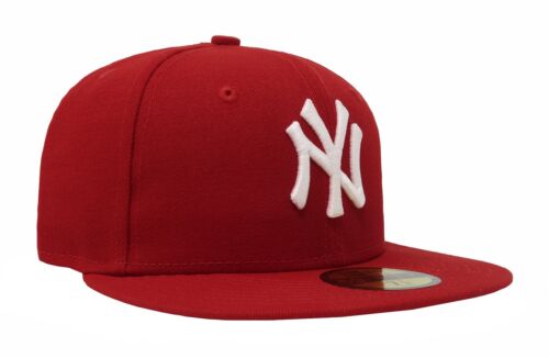 New Era 59Fifty Cap MLB Team New York Yankees Mens Scarlet Red Fitted 5950 Hat
