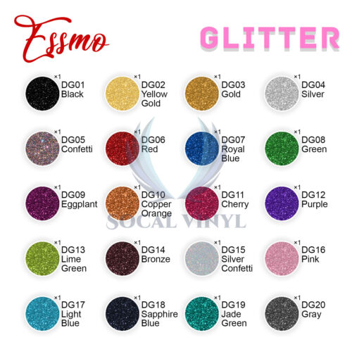 20 Colors 20pcs Glitter Heat Transfer Vinyl 12/"x10/" T-Shirt HTV Bundle Cricut
