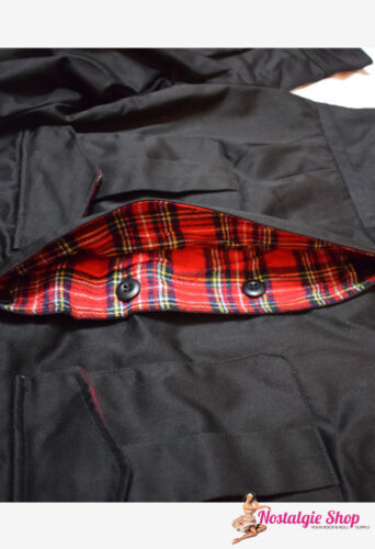 40er//50er Old School Ike Jacket Rockabilly Harrington veste tartan noir