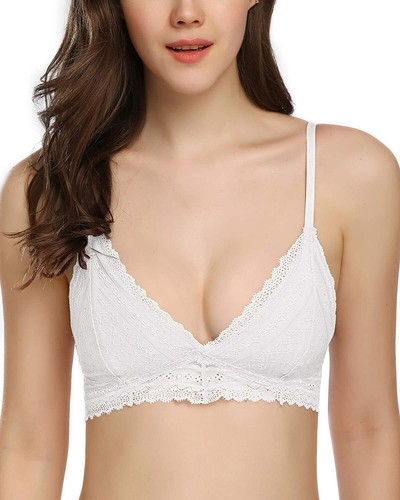 Details about / DotVol Women/'s Floral Lace Bralette Triangle Cup Non Padded Wirefree Crop Top Br