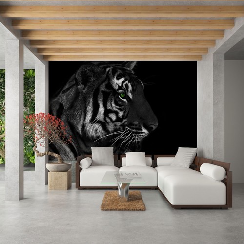 Farben Tapeten Zubehor Tapete Vlies Fototapete Natur Tier Schwarz Weiss Tiger Mit Grunen Augen Wildkatze Heimwerker Raizlatina Com Br