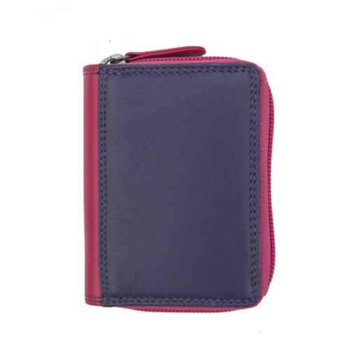 Nouveau RFID safe Violet Multi Couleur Cuir zippée porte-carte sac à main Coffret Cadeau