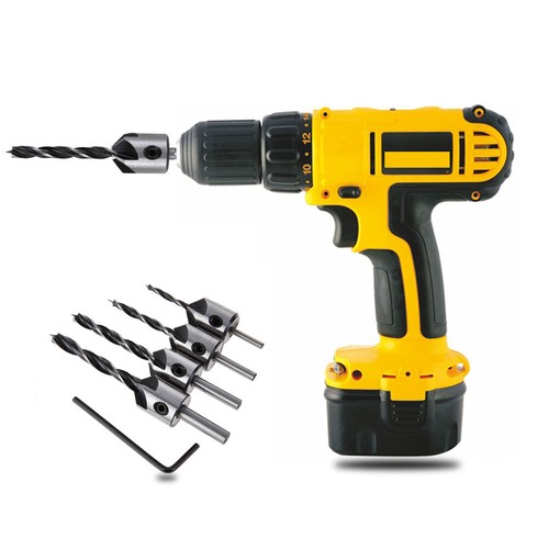 4Pcs HSS 5 Flute Countersink Drill Bit Set Screw Woodworking Chamfer Tool //Lot