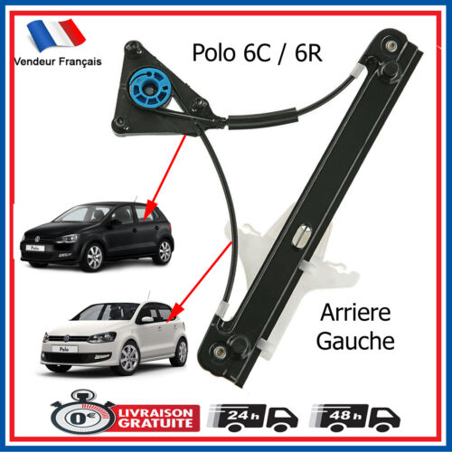 Mécanisme de Leve Vitre Arriere Gauche pour VW Polo 5 portes = 6R4839461