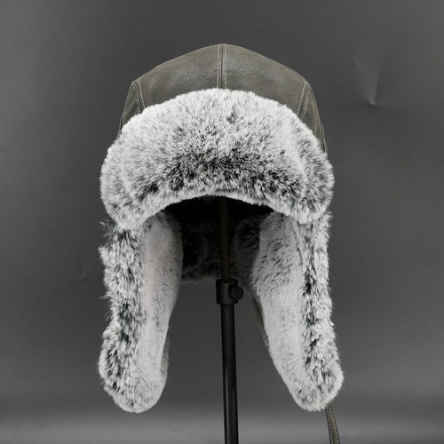 Men/'s Faux Leather Fur Aviator Ski Trapper Hat Cap Ushanka Winter Retro Warm