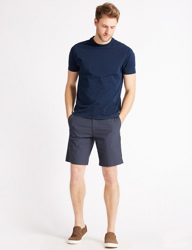 Marks Spencer M/&S Big /& Tall Cotton controllato Pantaloncini Chino Blu Scuro W 46/" 48/" 50/"