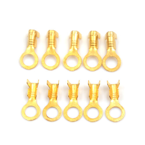 100 Pcs 5.2mm Gold Brass Round Terminal Power Supply Wire Connector  GNB$