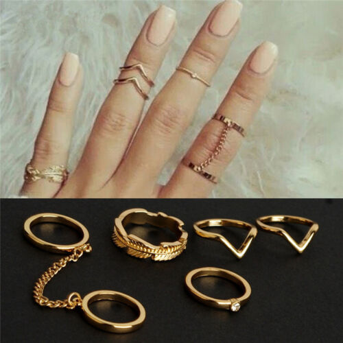 Frauen Stapeln Punk Ringe glänzend mittleren Finger Ring Set Schmuck JPZY 