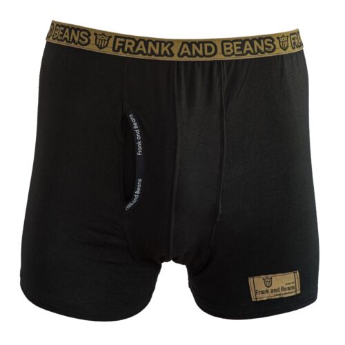 6x Mens Underwear Black Boxer Briefs Gold Waistband Frank and Beans Modal Cotton