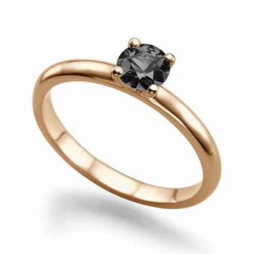 Details about   14K Rose Gold Finish Engagement Wedding Ring 0.50 Ct Round Black Diamond Jewelry 