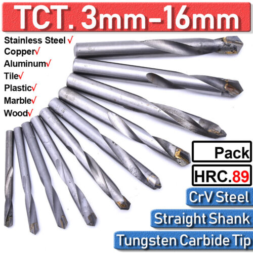 5-35Pcs Hardplate Carbide Tip Ground TCT Drill Bits Precision Stainless Steel