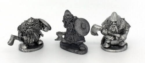 Dwarf Warriors With Axes x3 28mm Unpainted Metal Wargames