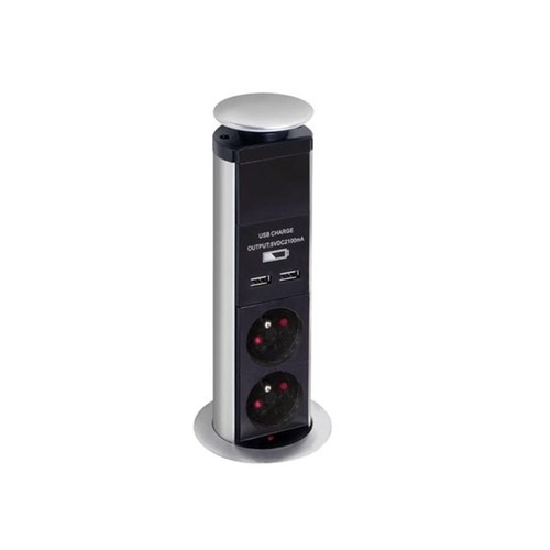Bloc Escamotable À 3 Prises 2 X Usb