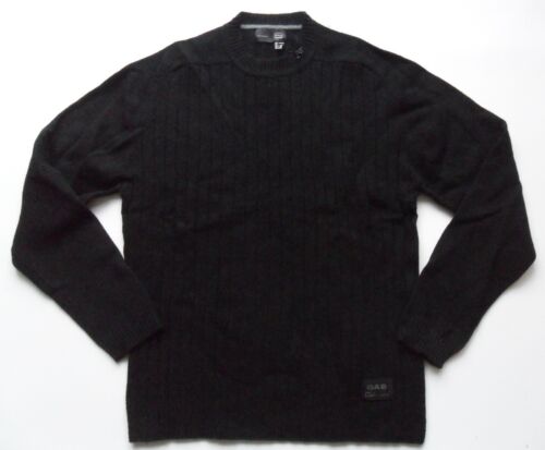 GAS Jumper Men/'s Crew Neck Knit Dirk Wool Black Size Medium