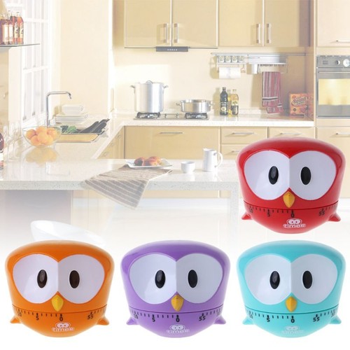 60 Minute Kitchen Timer Alarm Mechanical Owl Shaped Timer Clock Counting Tools