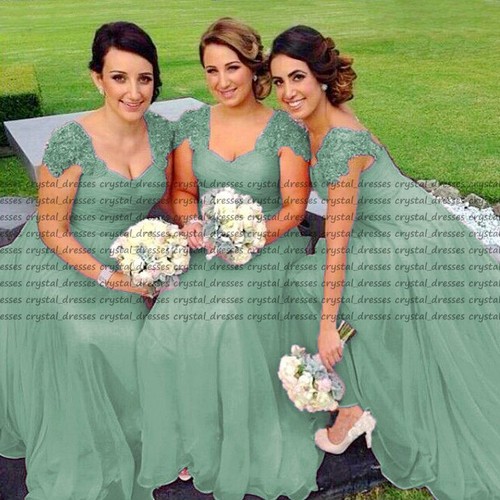 New Lace//Chiffon Formal Prom Party Ball Bridesmaid Dress Evening Dress Size 6-18