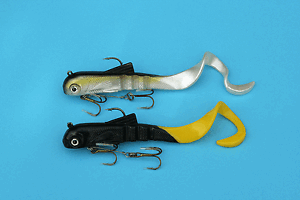 2x Wobbler 30 cm //110 gr.-Riesentwister-Bull-Dog-Diver-Shad-Gummifische F//SG