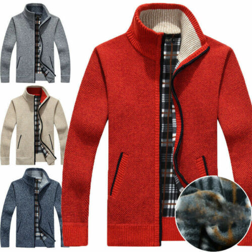 Casual Sweater Warm Outwear Winter Jacket Coat Men/'s New Knitwear Thicken Zipper