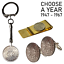 MONEY CLIP AND KEY CHAIN GIFT SET/ CHOOSE YOUR YEAR 1947 to 1967 6d CUFFLINK 