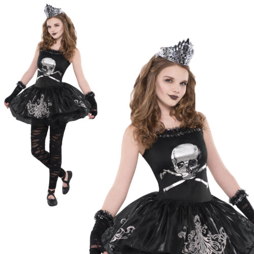 Girls Zomberina Kids Zombie Skull Ballerina Halloween Fancy Dress Costume Outfit