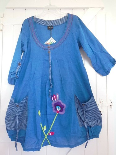 100/% COTTON TUNIC SHORT DRESS LIGHT WEIGHT 40/" BUST BNWT ETHNIC HIPPY ARTY