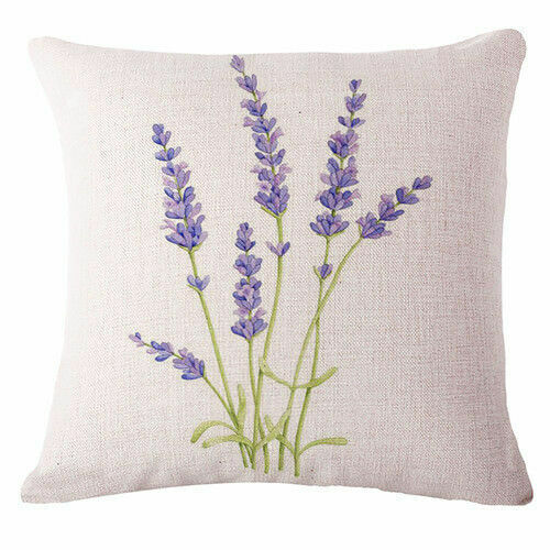 Lavender Linen Cotton Throw Pillow Case Sofa Car Cushion Cover Home Sofa Decor