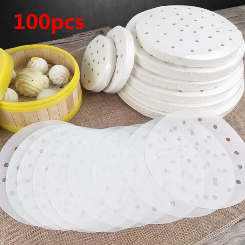 100Pc Disposable Air Fryer Steamer Liners Non-Stick Steaming Basket Paper Baking 