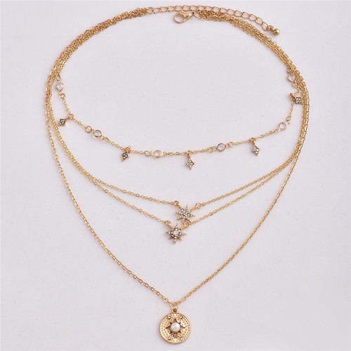 Women/'s Jewelry Multilayer Star Rhinestone Crystal Chain Pendant Choker Necklace