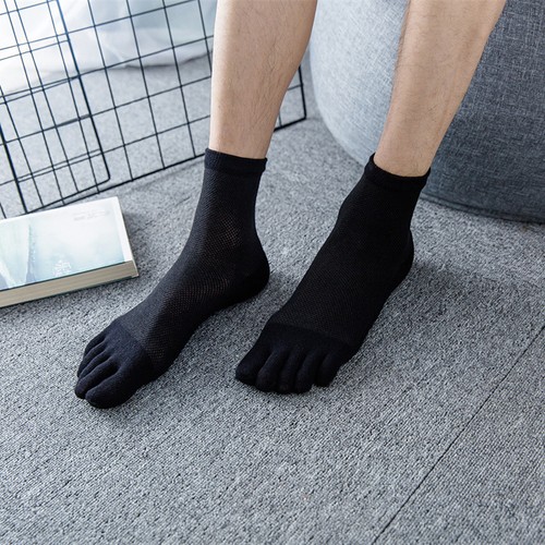 5 Paires Homme Coton Toe cinq doigts chaussettes de sport respirant Casual Robe solide