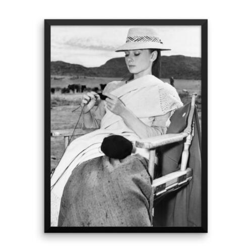 Framed Audrey Hepburn Knitting Poster