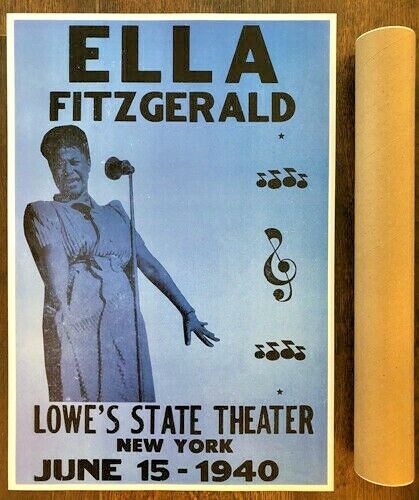 Singer 1940 Jazz New York City Concert Ella Fitzgerald Poster 