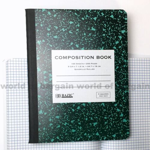 QUAD Ruled Composition Notebook 5 sq/in Graph Paper Math Note Book 200 Pages C58 