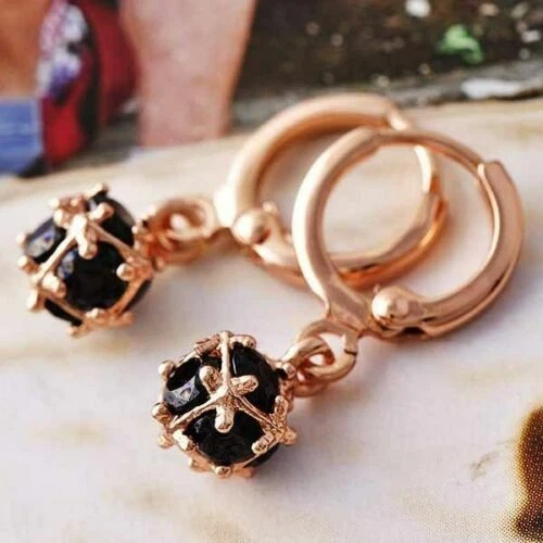 Circonita Cúbica Pendientes de Moda enchapado en oro rosa de vidrio