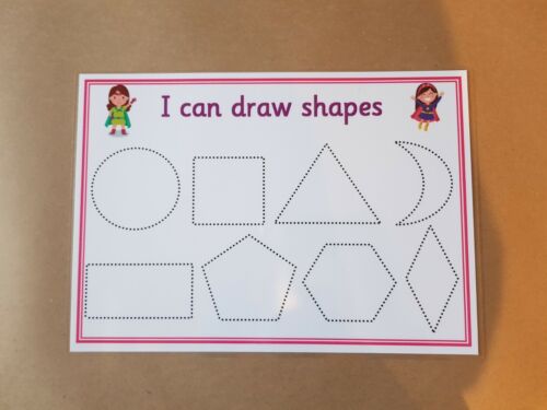 tracing shapes EYFS name card numbers KS1 letters Superhero Tracing Mats