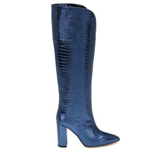 Details about  / Occident Women Pull On Block High Heel Pointy Toe Knee High Boots 44//46 Party L