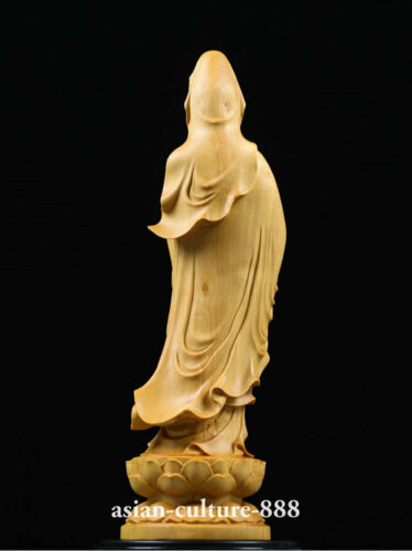 5/" Chinese natural Wood Carving Boxwood Guan Yin Kwan-yin Goddess Buddha Statue