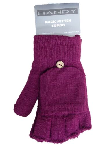 Mens /& Ladies Handy Fingerless Mittens Gloves Combo Winter Warm