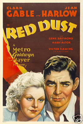 Red dust Jean Harlow Clark Gable vintage movie poster
